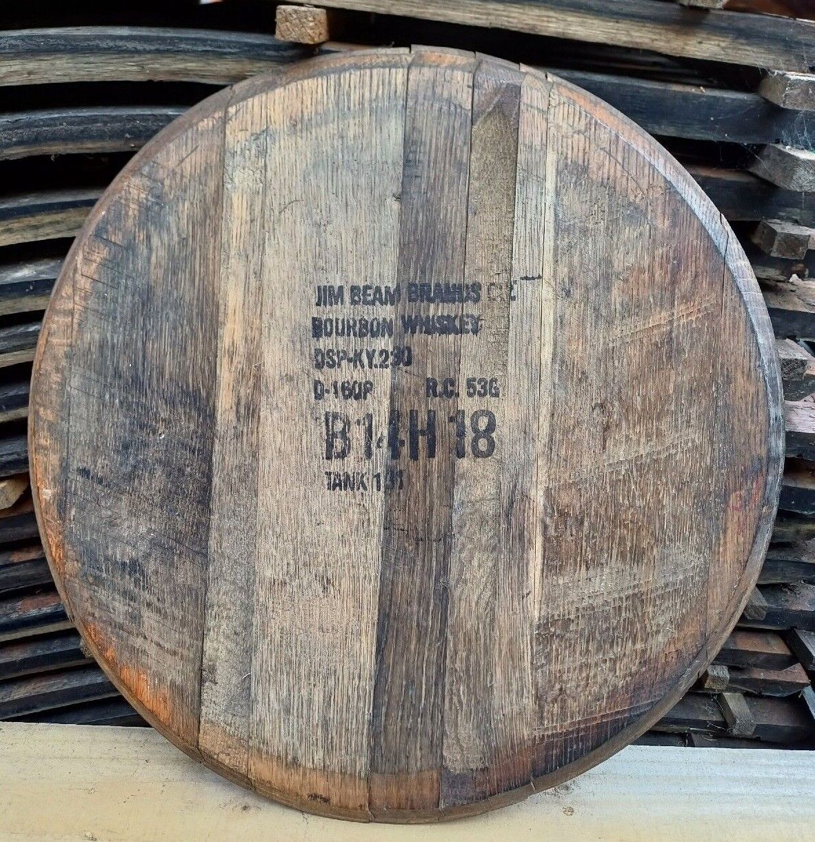 Reclaimed Whisky Cask End, 21" Whiskey barrel lids, oak barrel tops