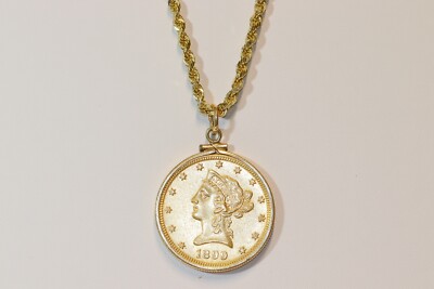 1899 $10 Gold Liberty Coin pendant 14K 20
