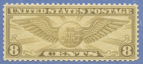 SC#C17 1932 8c Winged Globe Olive Bistre Airmail Stamp Unused/Light Hinge -01