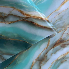 Ocean Theme Teal Marble Contact Paper for Countertop Table Waterproof Removable 