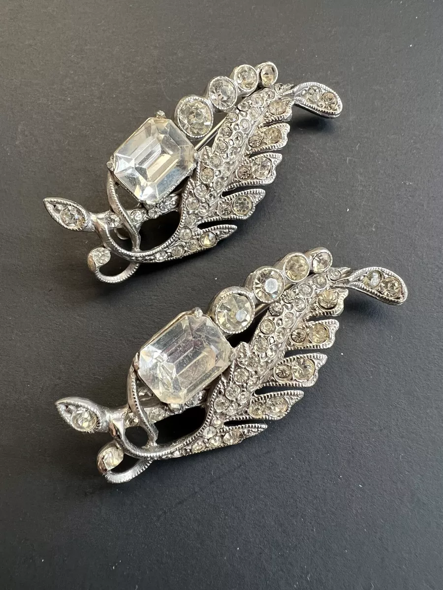 Vintage PAIR c1940 s Rhinestone Pin Brooch Eisenberg Original Unsigned