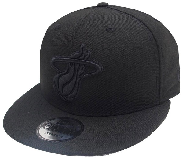 New Era Miami Heat Black On Black Nba Snapback Cap 9Fifty Osfa Limited-image