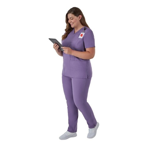 Hanes Women's Comfort Fit Short Sleeve Ribbed Back Panel V-Neck Scrub Top, 3XL - Picture 5 of 7