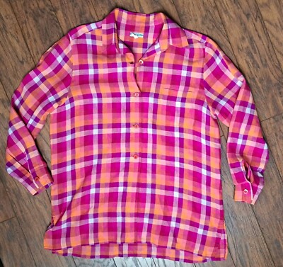 Escada Sport Women's Blouse Top Size MEDIUM 100% Linen Button Up Long Sleeve