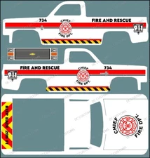 83 CHEVY SILVERADO (NONE-WHITE TONER) DECALS FIRE DEPARTMENT