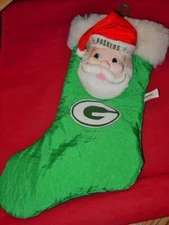 Vintage Stuffins SANTA NFL Green Bay PACKERS Vinyl Christmas Stocking - 20" In.