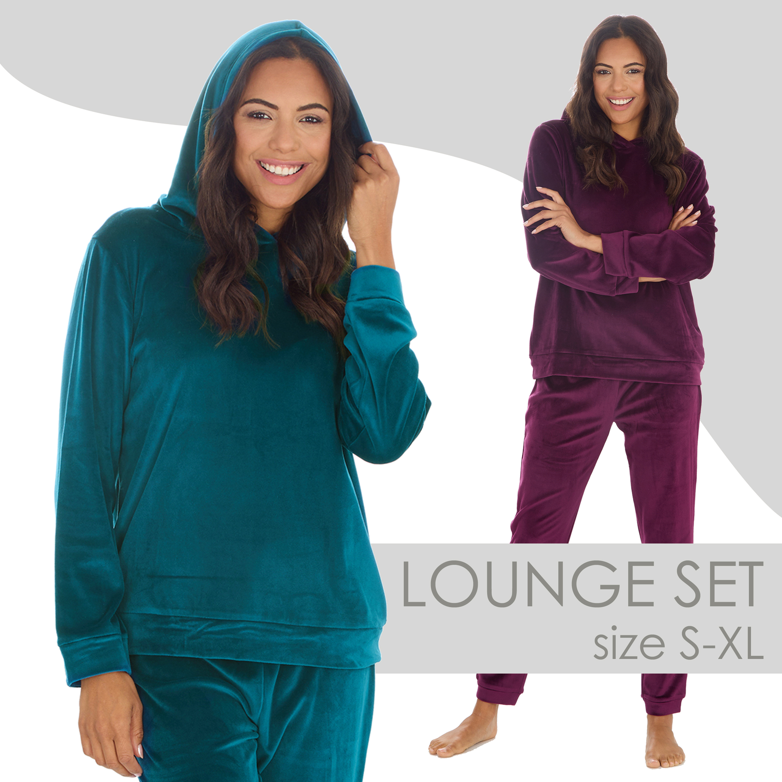 Ladies Hooded 2 Piece Lounge Set Fleece Loungwear Tracksuit Hoodie Bottoms S-XL