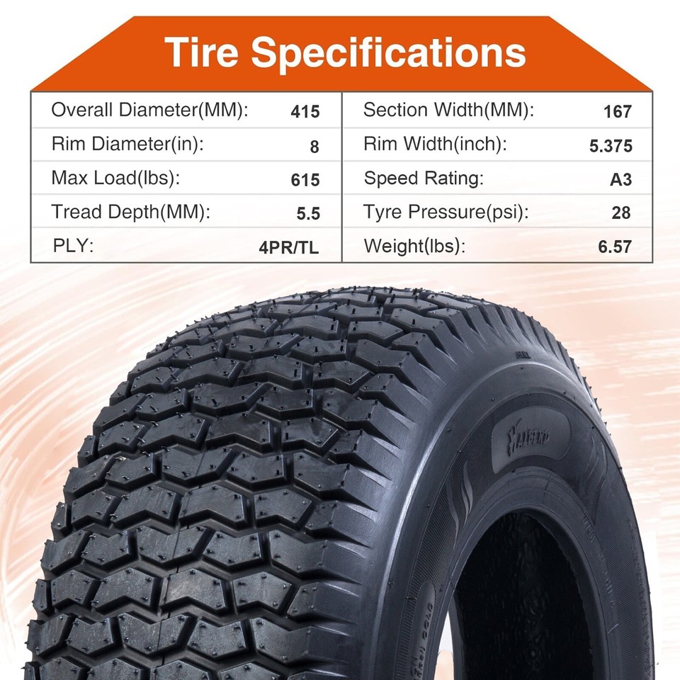 2 16X6.50-8 Lawn Mower Tires 4PR 16X6.5-8 16X6.5x8 Garden Tractor ...