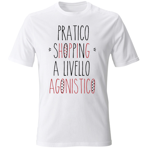 T-shirt uomo donna bambino pratico shopping scritte divertenti idea regalo  | eBay
