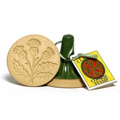 Brown Bag Cookies Celtic Thistle Handmade Stoneware Pottery Cookie Stamp