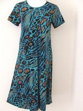 Travel Knit Dress, long A-Line S/S, Stretchy NO-IRON poly/span.  #444