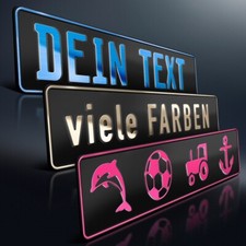 1 Funschild geprägt | Schwarz Matt Wunschtex...
