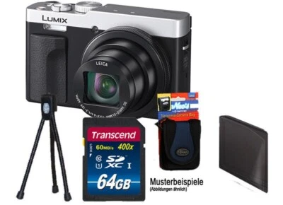 Panasonic DC-TZ99 silber Digitalkamera mit Leica 30-fach Zoom mit 64 GB Megaset