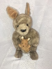 EUC-HTF-14  Gund Standing Kangaroo 'Sydney' w/ Attached Joey Baby Roo