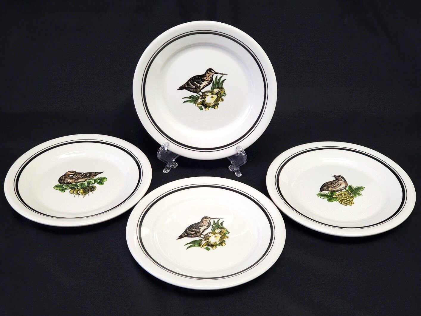 D'Auteuil Jacques Lobjoy Service Chasse Set of 4 Bread Appetizer Plates France