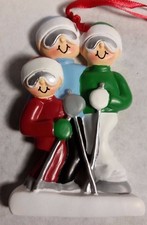 Personalized Family 3 Skiing Christmas Tree Ornament Holiday Gift