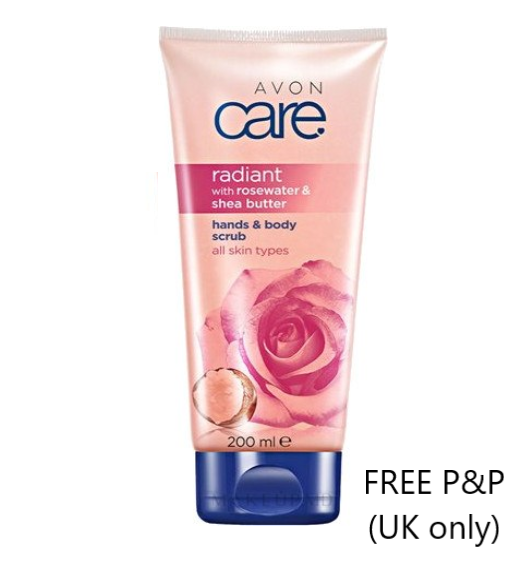 2x Avon Care Radiant Hand & Body Scrub Exfoliator Rosewater Shea Butter