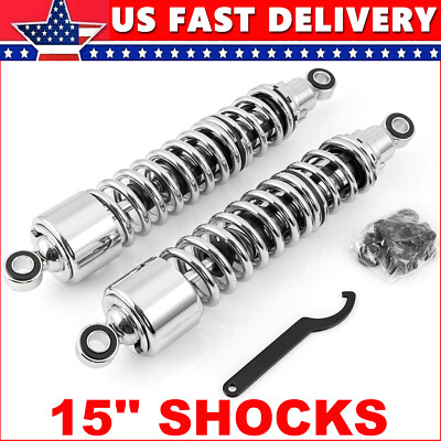 Heavy Duty Chrome 15'' Rear Shocks Absorbers For Harley Sportster Softail Touring