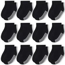 12-Pair Baby Socks Non-Slip Cotton Toddler Ankle Socks for Kids Baby Socks