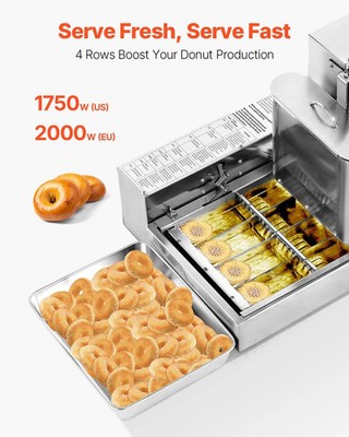 Commercial Automatic Donuts Machine, 4 Rows Donuts Making Equipment, 240 pcs/hou
