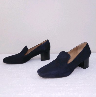 AQUATALIA Loafer Pumps Women's Navy Blue Suede Jill Water Resistant Heels  Shoe - Main Image