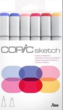 Copic Sketch 6-PC Alcohol Markers FLORAL FAVORITES 2 Dual Tip Art Marker Set NEW