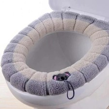 1pc Toilet Seat Cover Soft Thicker Warmer Stretchable Washable Cushion Bathroom