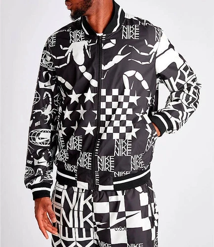 Nike Sportswear NSW Printed Scorpion Bomber Jacket Black/White Size Medium NWT