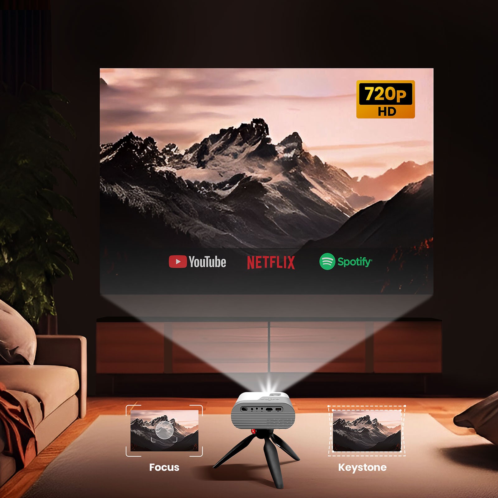 Videoprojecteur Android HD 720p avec WiFi et Bluetooth couleur noir - 4