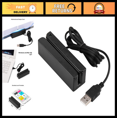 USB Magnetic Card Reader, 3 Tracks Mini Swipe Reader for Credit/Debit Cards