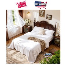 Queen Sheet Set 100 Egyptian Cotton 1000 Thread Count Deep Pocket 16" White 4PC