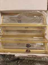 6x4 Horizontal Acrylic Sign Holder Gold Double Sided Table Display Frames 6 Pack