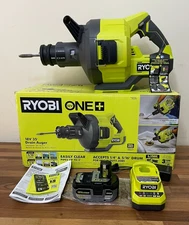 New Ryobi ONE+ 18V Drain Auger with 35 ft Cable LED Light, Auto Feed/Retract Kit