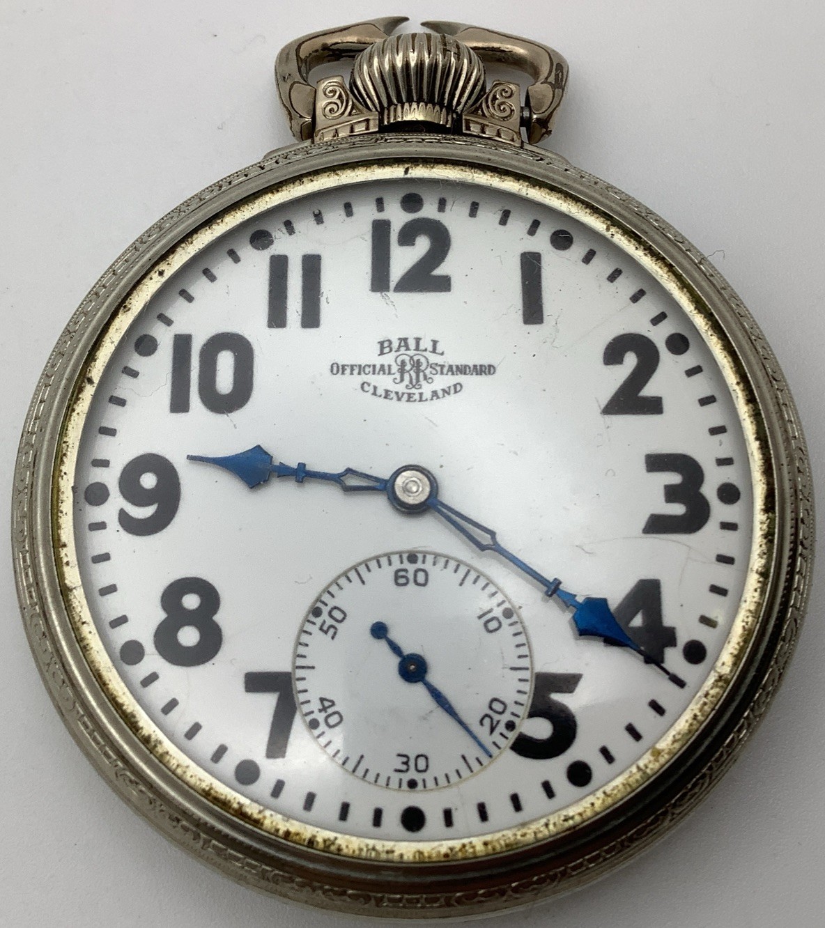 1929 Ball Official Standard Grade 810 23J 16s Railroad GF Pocket Watch RUNS