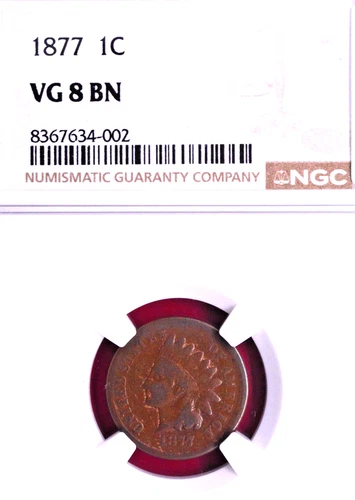 NGC VG-8! 1877 INDIAN HEAD CENT