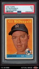 1958 Topps #20 Gil McDougald Yellow Name Yankees RARE VARIATION PSA 5 - EX
