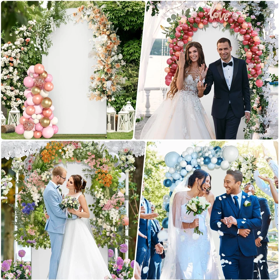 Juego de soporte y cubierta de arco de metal de 7,2 pies, telón de fondo dorado para boda arco Sta... Foto 2 de 4