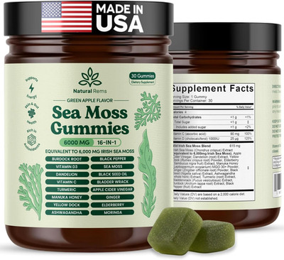 Sea Moss Gummies 16-In-1 - Ashwagandha Black Seed Oil Bladder Wrack Turmeric Vit