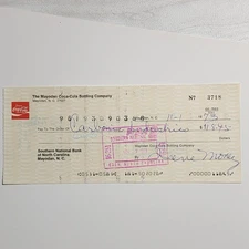 Coca-Cola Vintage 1973 Bottling Company Check Carbonic Industries 3718 Mayodan