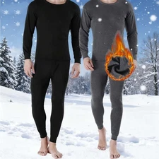 4PCS Men Winter Thermal Underwear Fleece Thick Lined Long Johns Top Warm Set US