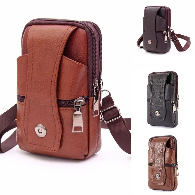 Men Belt Waist Leather Bag Mobile Phone Pouch Holster Holder Wallet Shoulder.