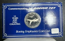 1979 BOEING 727 PEWTER MEDAL EMPLOYEES COIN CLUB SEALED IN PLASTIC&CARDBOARD
