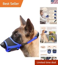 Humane Design Dog Muzzle for Safe Socialization - Mesh, Adjustable, Blue, Size M