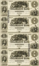 Albion IN -  Kalamazoo Bank $1-1-1-1 Obsolete Currency Sheet REPRODUCTION
