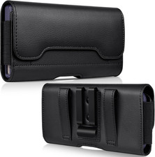 Leather Phone Holster with Strong Metal Belt Clip and Card Holder Compatible wit