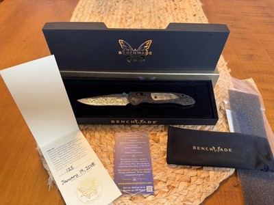Benchmade Foray Gold Class Damascus 698-181 Perfect Knife Numbered Papers Pouch