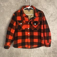 Eddie Bauer Kids 4/5 Plaid Jacket Red Black Sherpa Lined