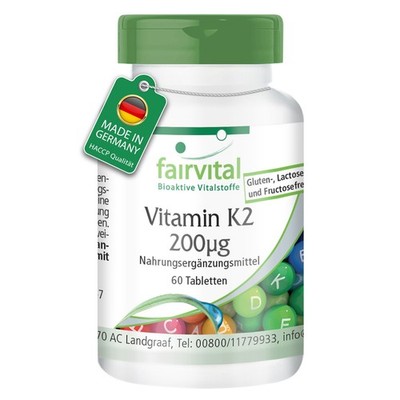 Vitamin K2 200 µg 60 Tabletten hochdosiert - Menaquinon MK7 - VEGAN | fairvital