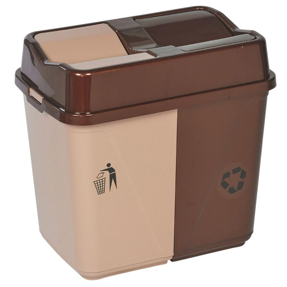 Kitchen Bin 100L Duo Waste Recycling 2 Compartment Plastic Manual Lift Lid