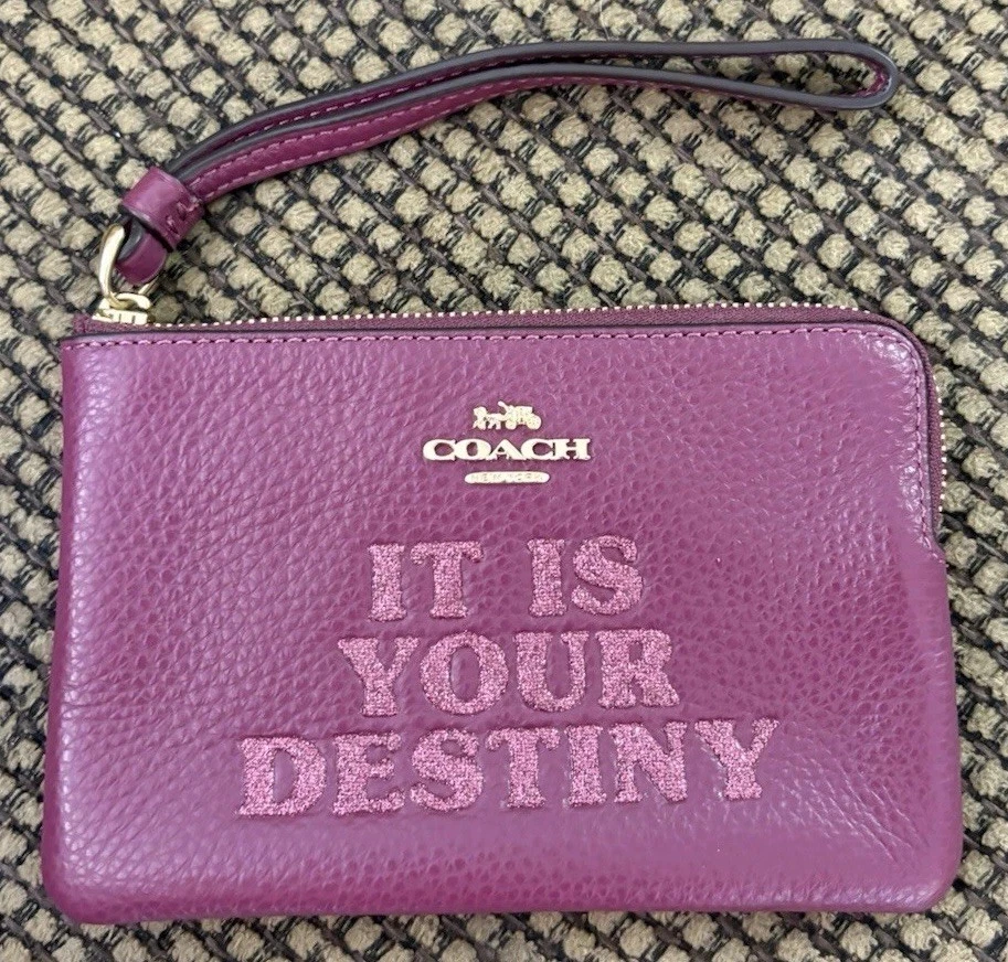 Cartera Coach X Star Wars It Is Your Destiny Cuero Brillo Cremallera Muñequera Baya Foto 2 de 4